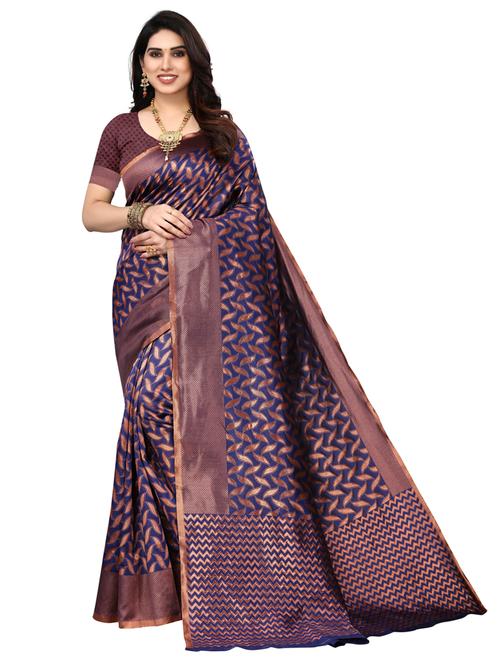 self design banarasi saree with blouse - 20415311 - Very Small Image - 1
