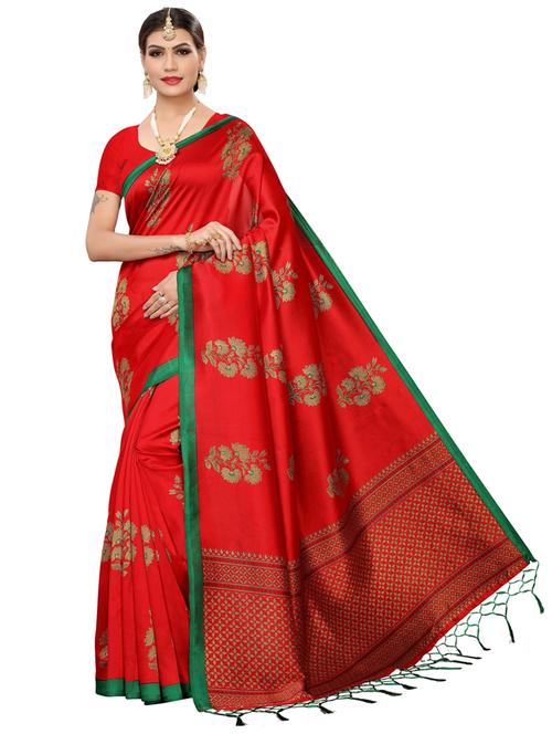 red floral printed saree with blouse - 20415317 - Very Small Image - 1