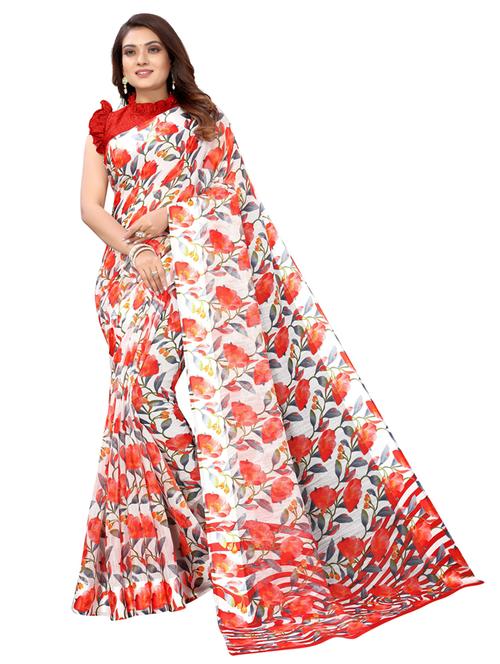 floral printed saree with blouse - 20415334 - Very Small Image - 1