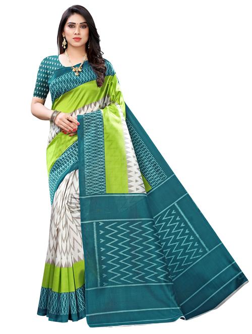 multi colored silk blend printed saree - 20415352 - Very Small Image - 1