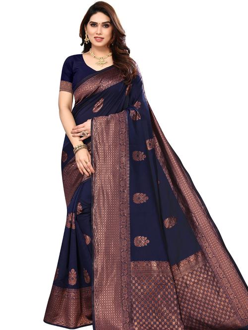 jacquard work kanjivaram saree with blouse - 20415440 - Very Small Image - 1