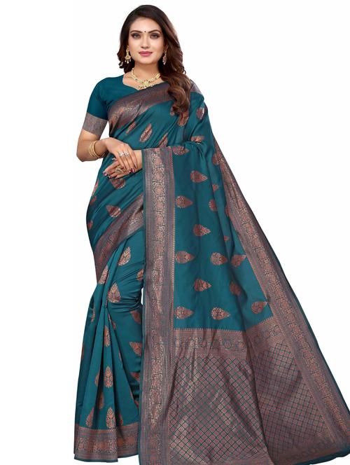 jacquard work kanjivaram saree with blouse - 20415512 - Very Small Image - 1