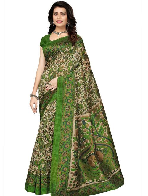 women green floral printed saree with blouse - 20415546 - Very Small Image - 1