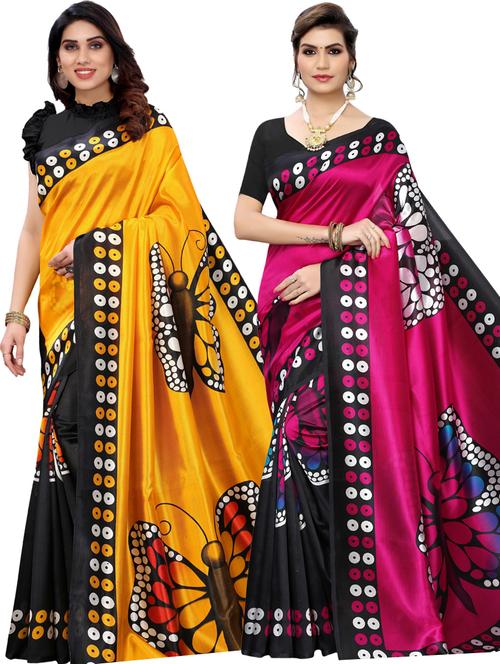 pack of 2 combo printed saree with blouse - 20415549 - Very Small Image - 1