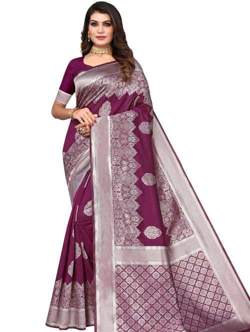 jacquard work kanjivaram saree with blouse - 20415580 - Very Small Image - 1