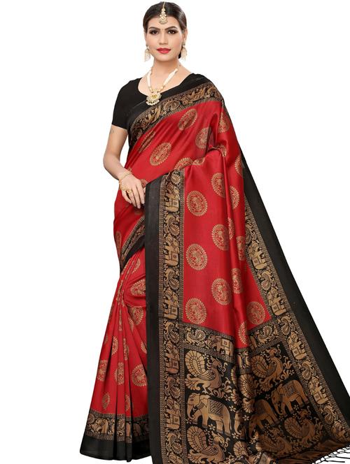 women red printed bordered saree - 20415588 - Very Small Image - 1