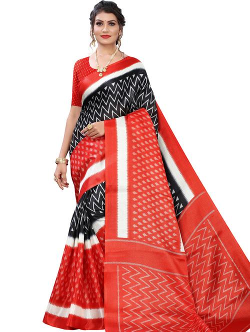 multi colored silk blend printed saree with blouse - 20415597 - Very Small Image - 1