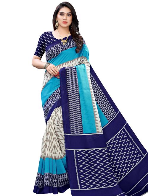 multi colored silk blend printed saree with blouse - 20415603 - Very Small Image - 1