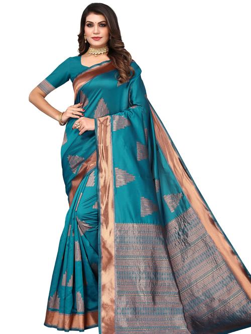 jacquard work kanjivaram saree with blouse - 20415617 - Very Small Image - 1