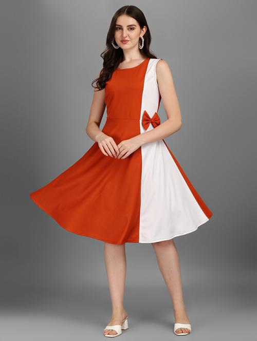 color blocked sleeveless fit & flare dress - 20415903 - Very Small Image - 1