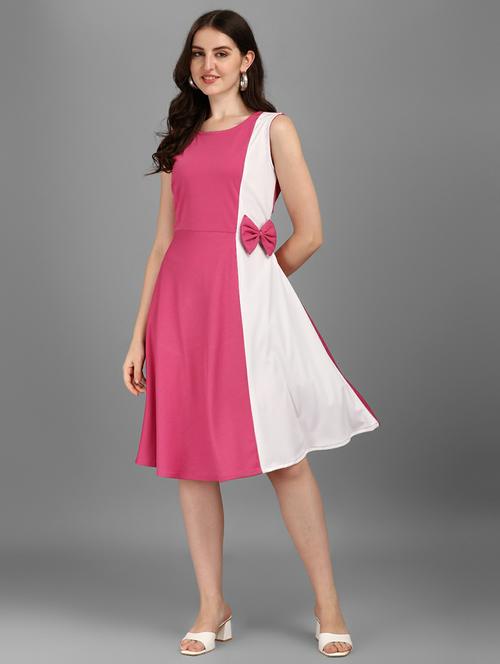 color blocked sleeveless fit & flare dress - 20415905 - Very Small Image - 1