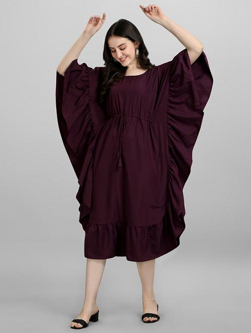 purple solid relaxed fit kaftan dress - 20415931 - Very Small Image - 1