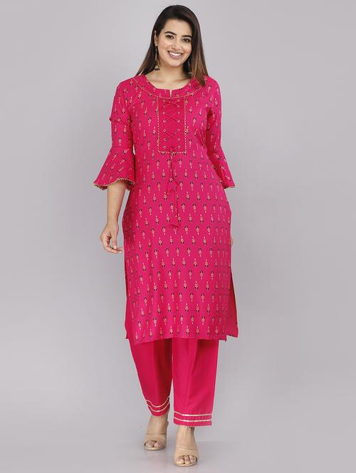 foil print kurta pant set - 20416301 - Very Small Image - 1