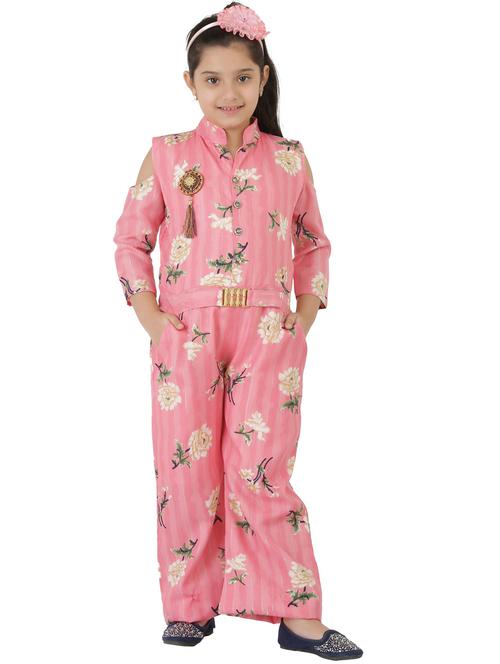 girls floral printed full length jump suit - 20417799 - Very Small Image - 1