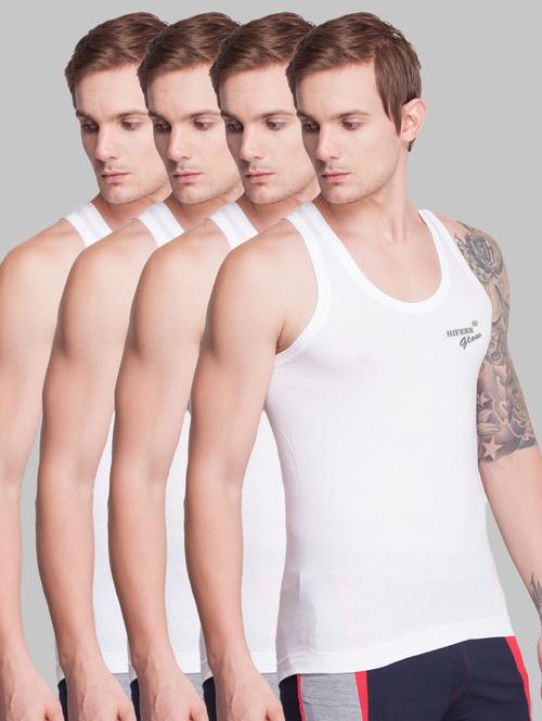 men pack of 4 solid pure cotton vest - 20417808 - Very Small Image - 1