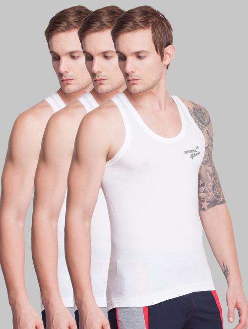 men pack of 3 solid pure cotton vest - 20417809 - Very Small Image - 1