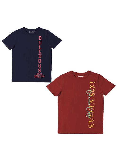 boys pack of 2 typographic printed t-shirts - 20417920 - Very Small Image - 1