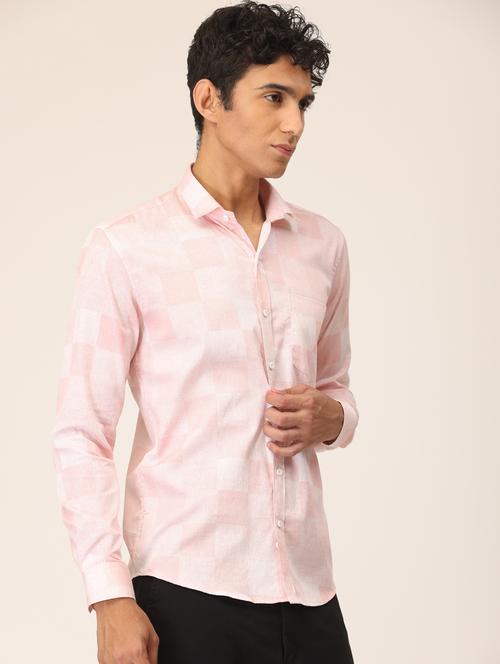 men macro checkered pink cotton casual shirt - 20418159 - Very Small Image - 1