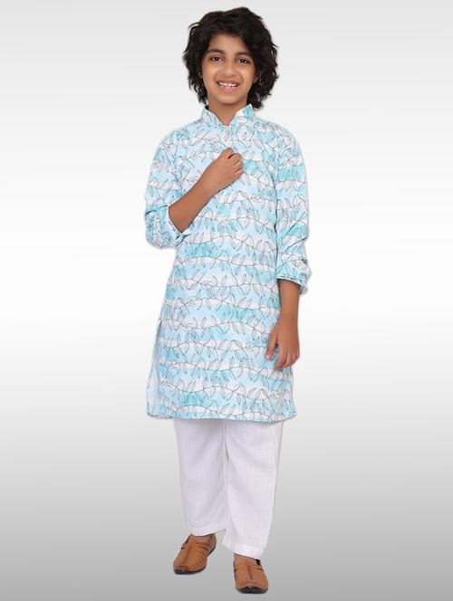 boys mandarin collar kurta pajama set - 20418181 - Very Small Image - 1