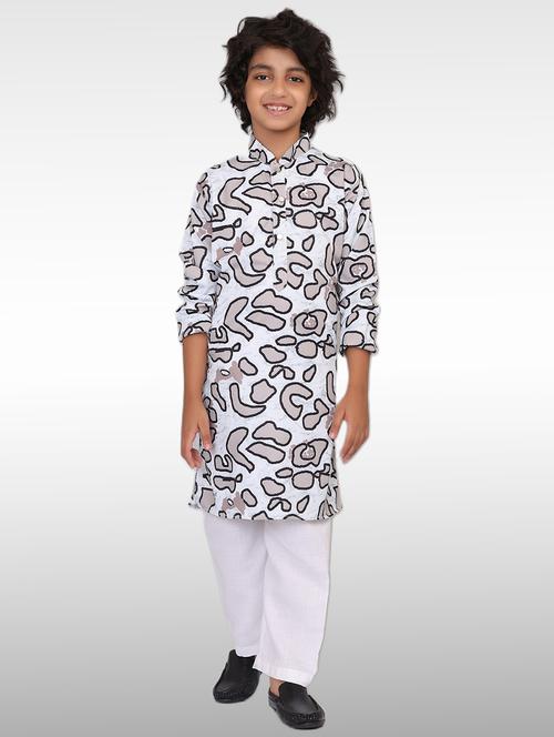 boys mandarin collar kurta pajama set - 20418193 - Very Small Image - 1
