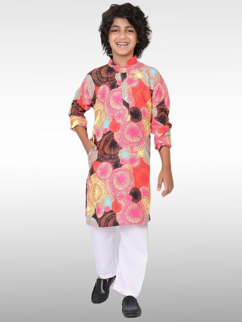 boys mandarin collar kurta pajama set - 20418199 - Very Small Image - 1