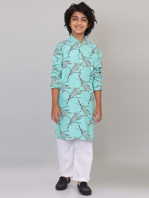 boys mandarin collar kurta pajama set - 20418232 - Very Small Image - 1