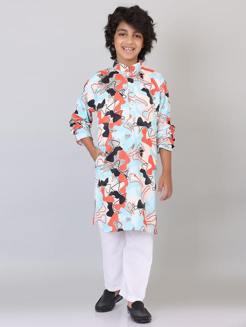 boys mandarin collar kurta pajama set - 20418241 - Very Small Image - 1