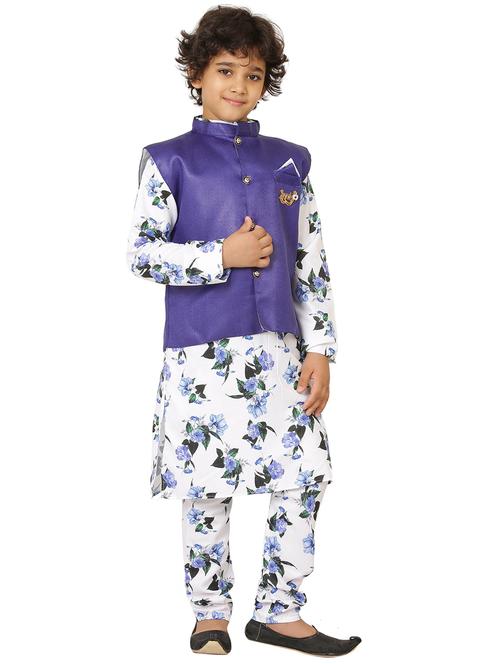 boys floral kurta pajama with jacket - 20418314 - Very Small Image - 1