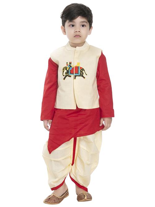boys cotton dhoti kurta with jacket - 20418337 - Very Small Image - 1
