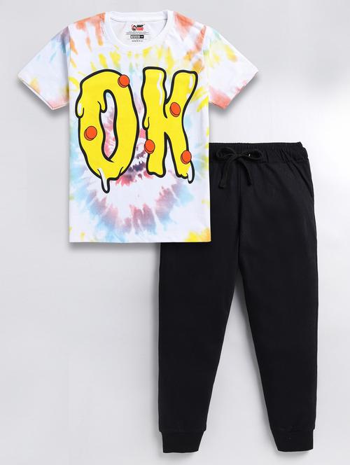 boys round neck tie & dye full length twin set - 20418555 - Very Small Image - 1