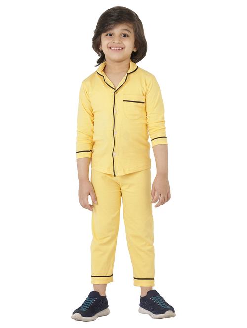 boys yellow solid nightwear pyjama set - 20418574 - Very Small Image - 1