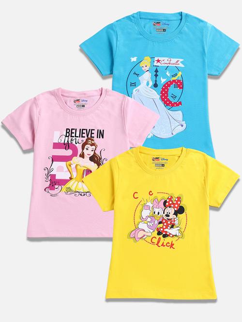 girls pack of 3 graphic printed regular tees - 20418581 - Very Small Image - 1