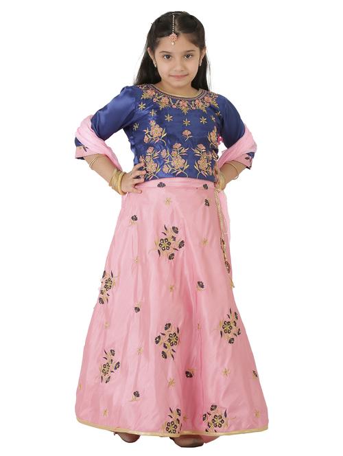 girls embroidered lehenga choli with dupatta - 20418707 - Very Small Image - 1