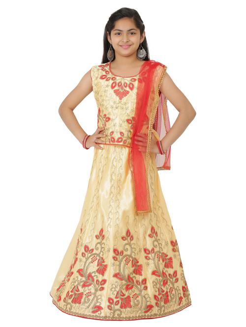 girls embroidered lehenga choli with dupatta - 20418715 - Very Small Image - 1