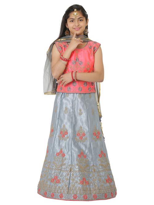 girls embroidered lehenga choli with dupatta - 20418722 - Very Small Image - 1