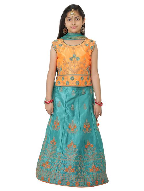 girls embroidered lehenga choli with dupatta - 20418730 - Very Small Image - 1