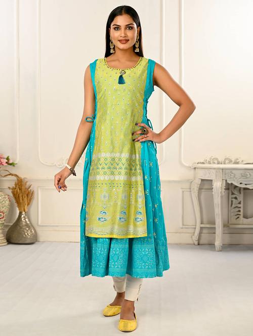 multi colored printed layered kurta - 20418887 - Very Small Image - 1