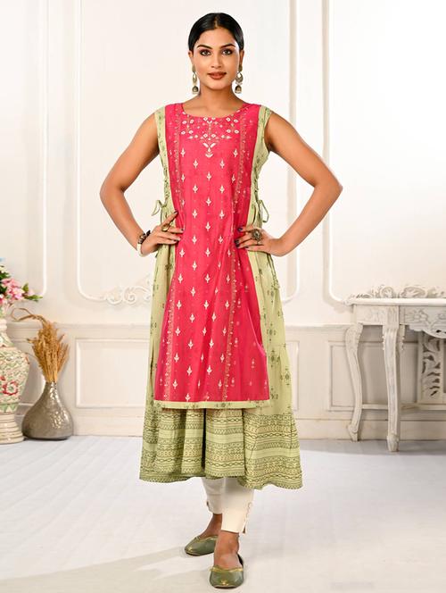 multi colored printed layered kurta - 20418896 - Very Small Image - 1