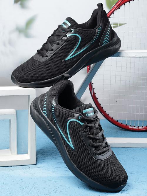 men solid black lace up sport shoe - 20419203 - Very Small Image - 1