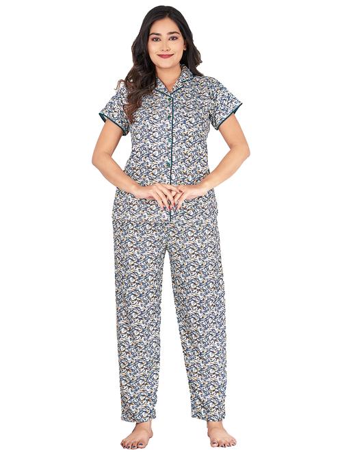 blue printed pyjama nightwear set - 20419585 - Very Small Image - 1