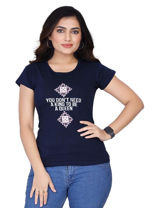 women's chest print crew neck t-shirt - 20419658 - Very Small Image - 1