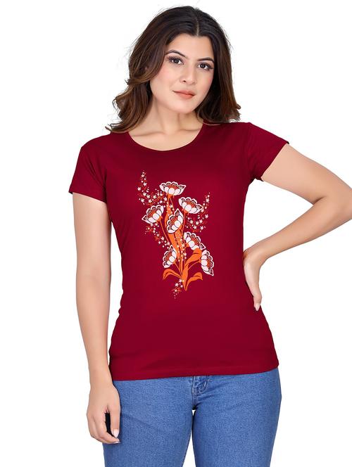 women's front print round neck t-shirt - 20419697 - Very Small Image - 1