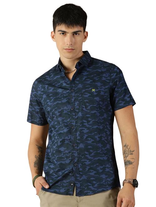 navy blue camouflaged casual shirt - 20419919 - Very Small Image - 1