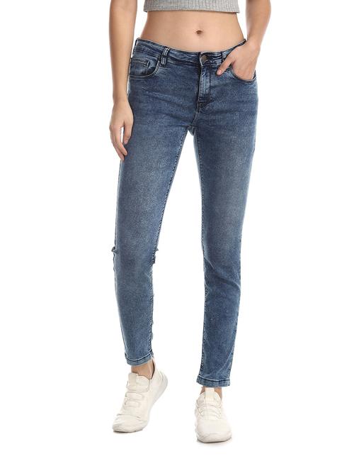 navy blue acid wash denim jeans - 20419949 - Very Small Image - 1