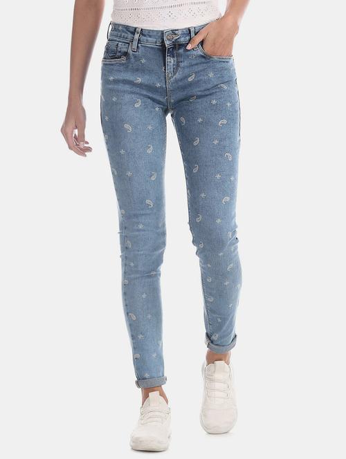 women's laser print slim fit jeans - 20420016 - Very Small Image - 1