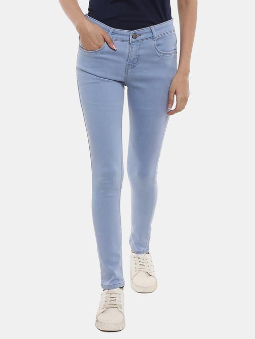 light blue solid denim jeans - 20420066 - Very Small Image - 1