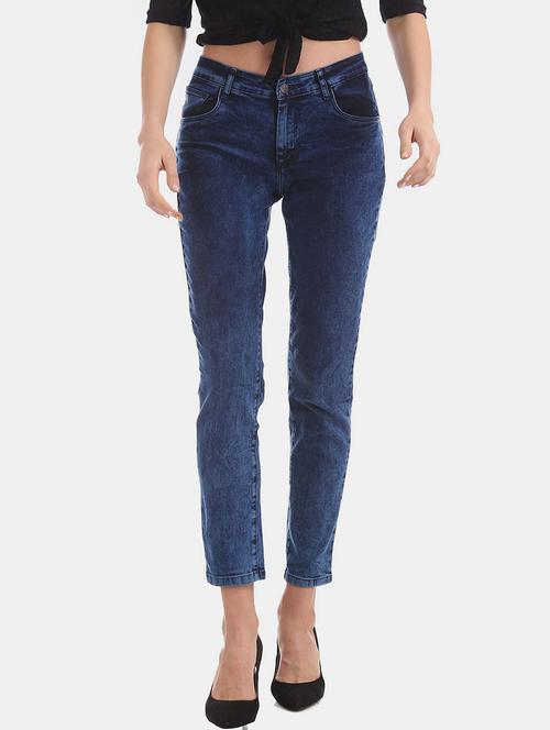 dark blue stone wash denim jeans - 20420080 - Very Small Image - 1