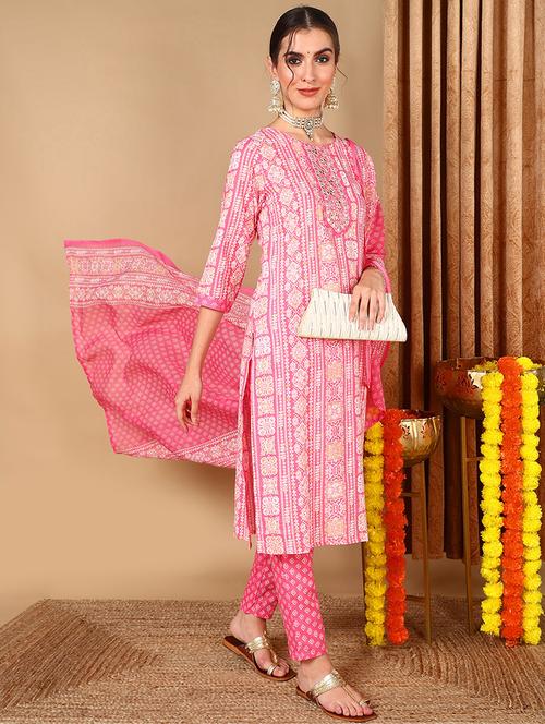 pink three quarter sleevesuit set - 20420457 - Very Small Image - 1