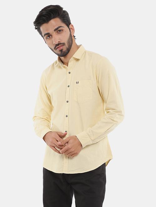 yellow solid long sleeves causal shirt - 20420669 - Very Small Image - 1