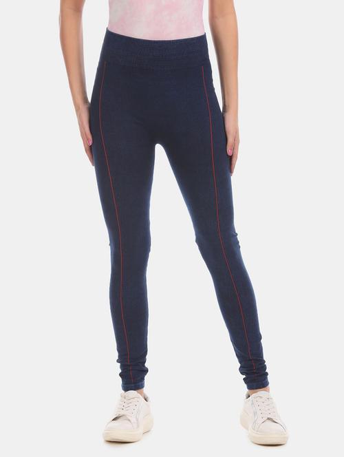 navy blue solid full length tight - 20420787 - Very Small Image - 1